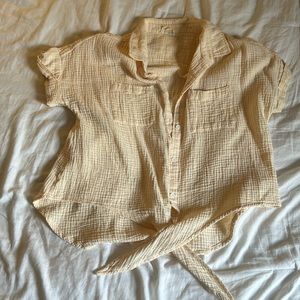 Cream Linen Button Up